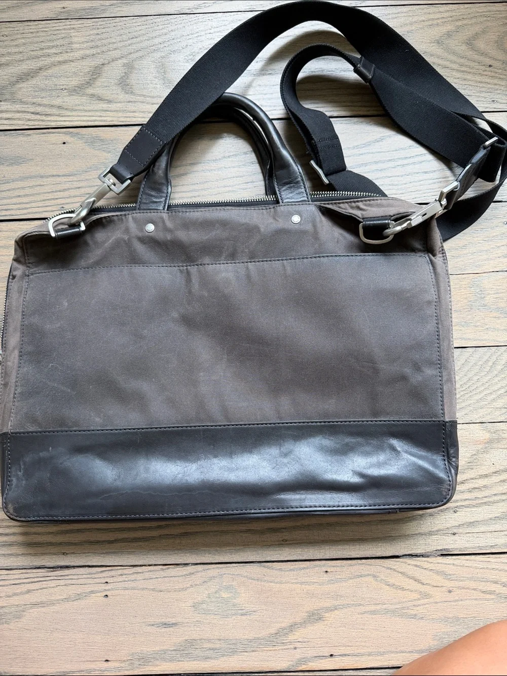 Jack Spade Brown Canvas & Leather Laptop Bag with Black Strap
